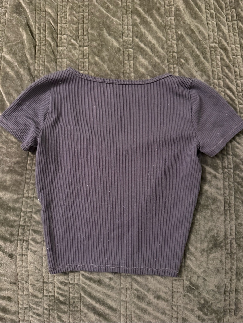Hollister Ribbed Scoop Neck Crop Top Bundle - Gray, Dark Green, & Tan - Picture 3 of 7
